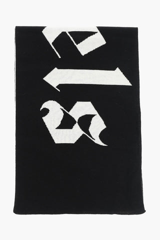 Two-Tone Wool Blend Scarf with Maxi Logo