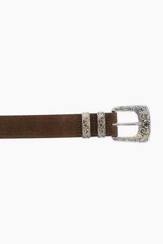 Cintura In Suede con Fibbia Western 30mm