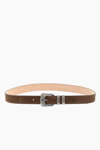 Cintura In Suede con Fibbia Western 30mm