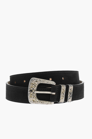 Suede Belt with Western Buckle 30mm