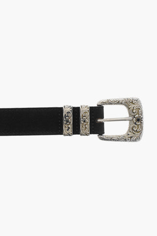 Suede Belt with Western Buckle 30mm
