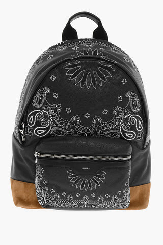 Bandana Motif Suede and Textured Leather ackpack
