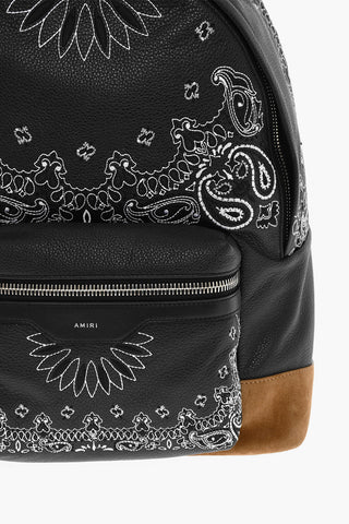 Bandana Motif Suede and Textured Leather ackpack