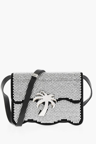 All-Over Rhinestone Suede Crossbody Bag