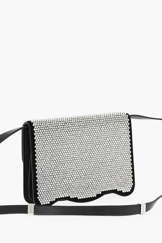 All-Over Rhinestone Suede Crossbody Bag