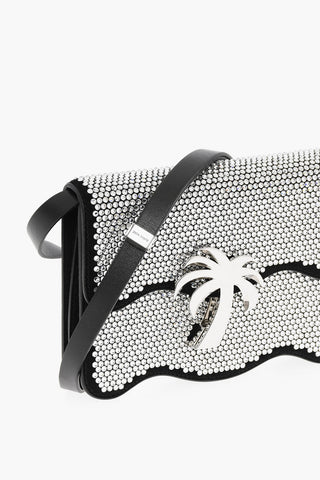 All-Over Rhinestone Suede Crossbody Bag