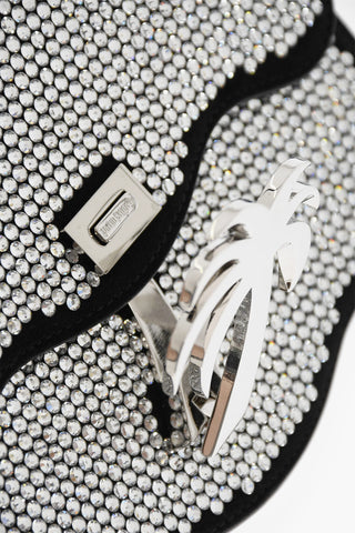 All-Over Rhinestone Suede Crossbody Bag