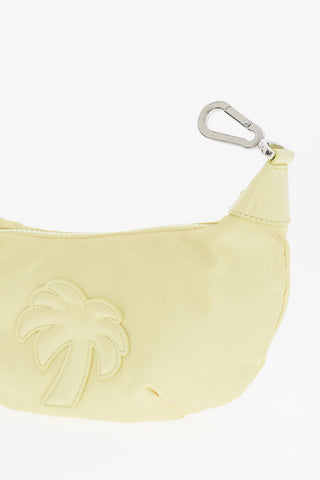 Solid Color BIG PALM Hobo Bag with Hook Closure and Leather Trims 