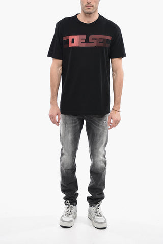 Cotton Blend T-JUST-E19 Crew-neck T-Shirt with Contrasting Print