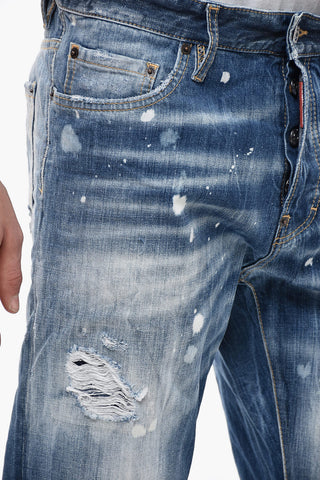 Distressed Roadie Fit Denims with Raw-cut Bottom 21cm