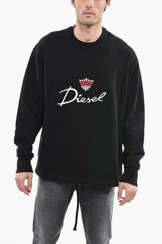 UNISEX Cotton S-MACSLESS Crew-Neck Sweatshirt with Maxi Logo Embroidery