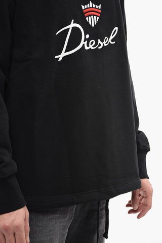 UNISEX Cotton S-MACSLESS Crew-Neck Sweatshirt with Maxi Logo Embroidery
