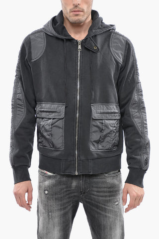 Cotton and Nylon S-SOFOGINN Sweatshirt with Hood and Zip Closure