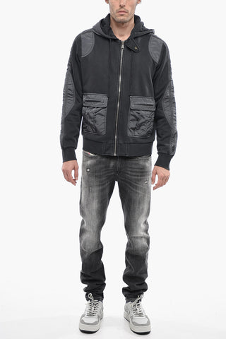 Cotton and Nylon S-SOFOGINN Sweatshirt with Hood and Zip Closure