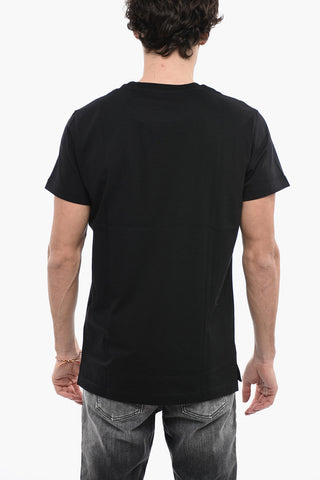 Solid Color T-DIEGO-SLITS-J6 Crew-neck T-Shirt with Embossed Detail