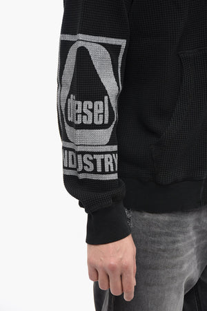 Kapuzensweatshirt S-GINAFFLE mit Wabenstruktur und Reißverschluss