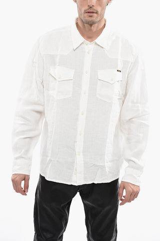 Camicia S-EAST-LONG in Lino con Doppio Taschino