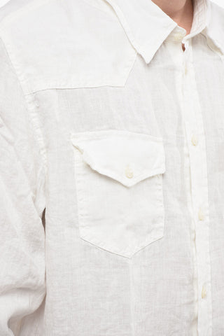 Camicia S-EAST-LONG in Lino con Doppio Taschino