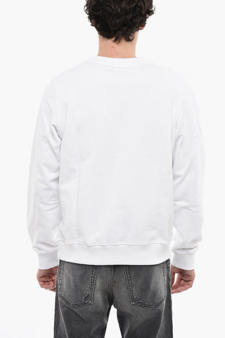 Solid Color S-GINN-E9 Crew-neck Sweatshirt with Front Print