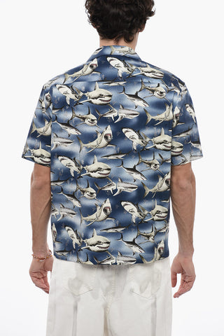 Bowling Shirt with Sharks Print