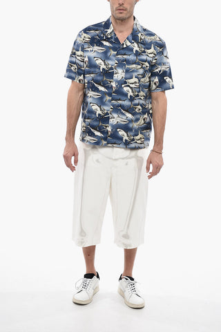 Bowling Shirt with Sharks Print
