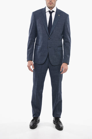 CC COLLECTION Pin Point Wool Blend Suit with Flap Pockets
