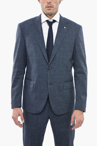 CC COLLECTION Pin Point Wool Blend Suit with Flap Pockets
