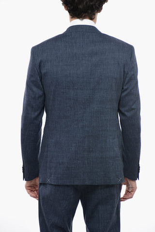 CC COLLECTION Pin Point Wool Blend Suit with Flap Pockets
