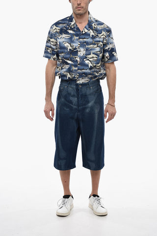 BODYSCAN Denim Shorts with Logo Patch