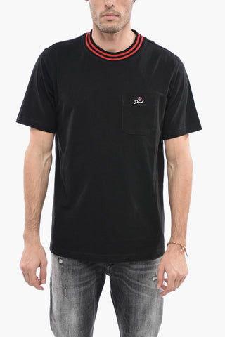 Solid Color T-JUST-POCKET-CROW Crew-neck T-Shirt with Breast Pocket