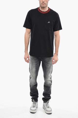 T-Shirt Girocollo T-JUST-POCKET-CROW in Tinta Unita con Taschino