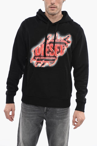 Hoodie S-GINN-HOOD-E8 With Maxi Burnt-Effect Print