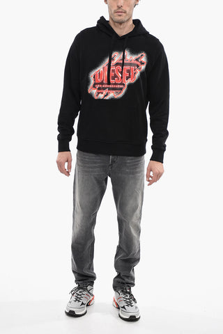 Hoodie S-GINN-HOOD-E8 With Maxi Burnt-Effect Print