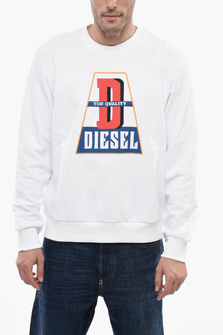 Brushed Cotton S-GINN-K32 Crew-neck Sweatshirt with Front Print