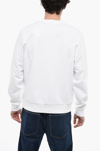 Brushed Cotton S-GINN-K32 Crew-neck Sweatshirt with Front Print