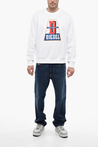 Brushed Cotton S-GINN-K32 Crew-neck Sweatshirt with Front Print