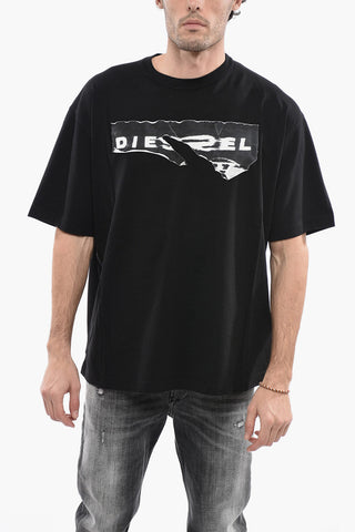 Crewneck T-Shirt T-WASH-POFF Destroyed-Effect Print