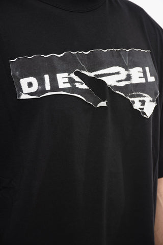 Crewneck T-Shirt T-WASH-POFF Destroyed-Effect Print