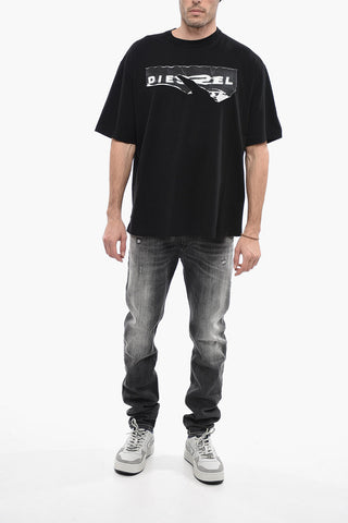 Crewneck T-Shirt T-WASH-POFF Destroyed-Effect Print
