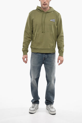 Felpa Hoodie S-GINN-HOOD-K31 in Tinta Unita con Logo a Contrasto