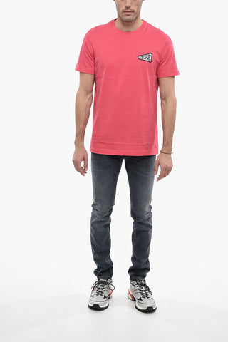 Solid Color T-DIEGOR-K58 Crew-Neck T-shirt With Embroidery