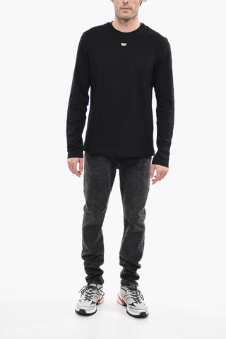 RED TAG Long Sleeve T-DIEGOR-LS-D Crew-Neck T-shirt with Monogram Embroidery