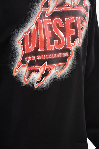 Crew-Neck Cotton S-GINN-E9 Sweatshirt With Burning Effect Print