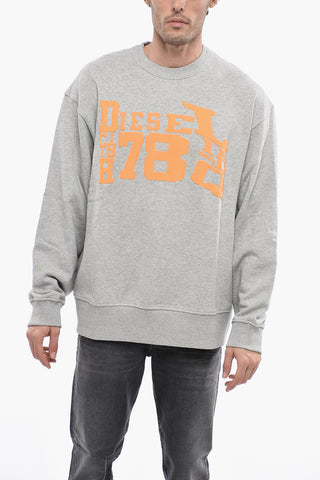 Sweatshirt mit Rundhalsausschnitt S-MACS-G2 aus aufgerauter Baumwolle mit kontrastierendem Maxi-Logo