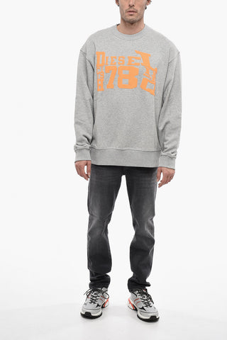 Sweatshirt mit Rundhalsausschnitt S-MACS-G2 aus aufgerauter Baumwolle mit kontrastierendem Maxi-Logo