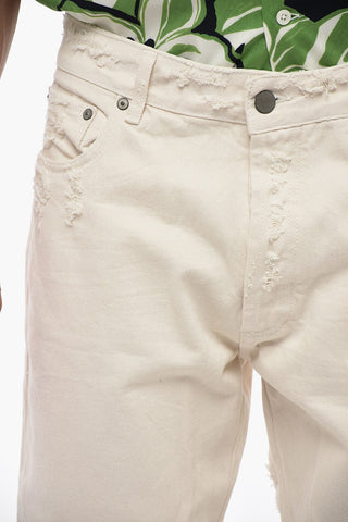 Jeans a Gamba Diritta con Stampa Palme
