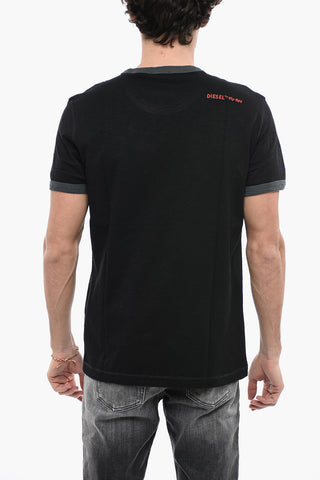 Cotton T-DIERING-E1 Crew-neck T-Shirt with Front Embroidery