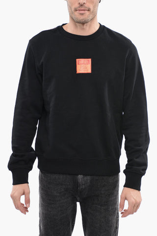 Felpa girocollo S-GINN-E2 n Cotone con Logo a Toppa