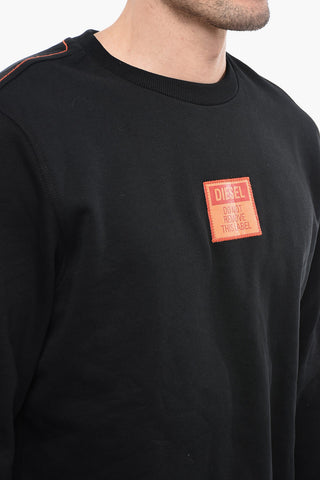 Felpa girocollo S-GINN-E2 n Cotone con Logo a Toppa