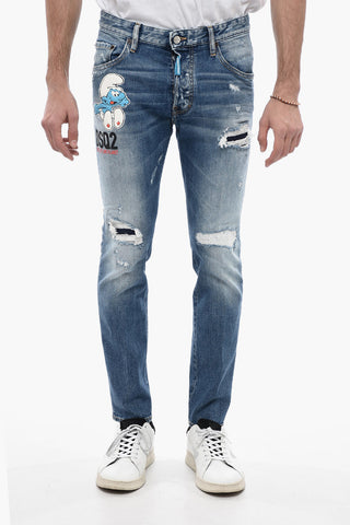 ONE LIFE ONE PLANET Jeans Distressed THE SMURFS con Applicazioni 14cm